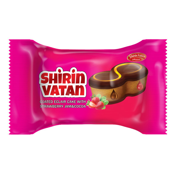 کیک روکش دار با مغزی توت فرنگی شیرین وطن - 40 گرم