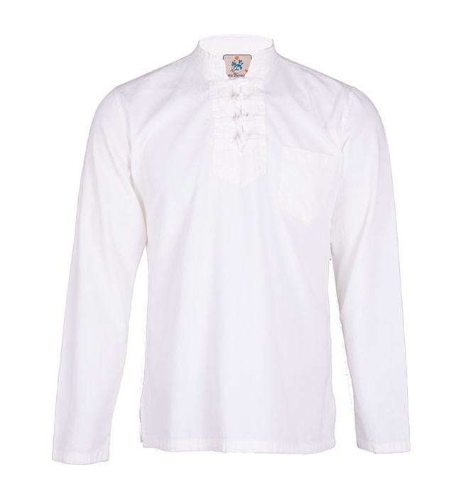 پیراهن مردانه الیاف طبیعی چترفیروزه مدل چهارگره سفید